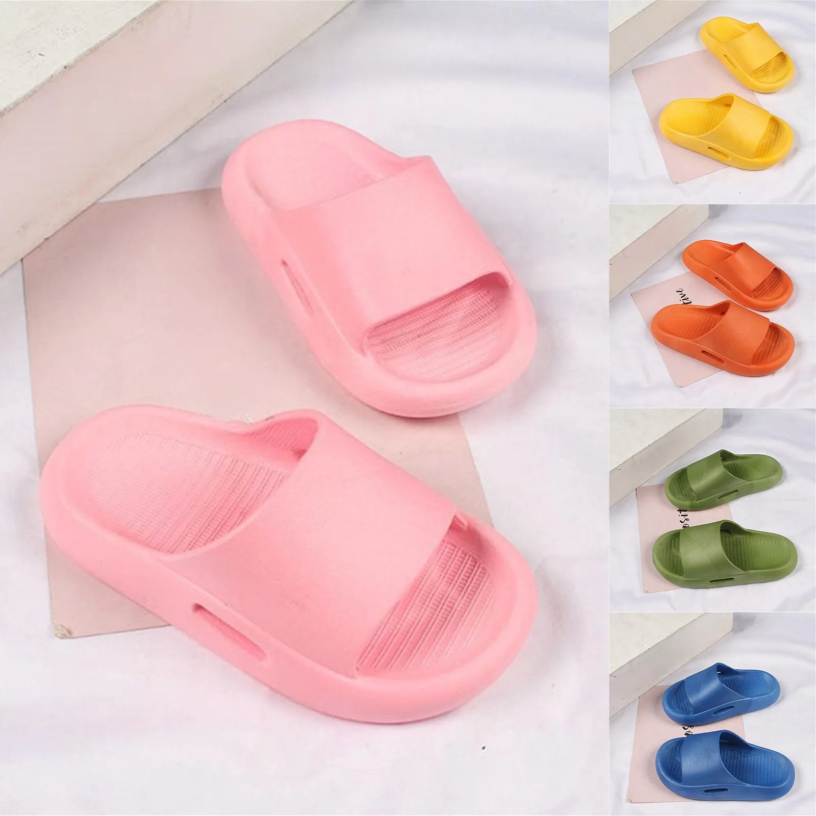 

Fashionable Solid Color Eva Slippers For Boys And Girls Classic Basic Anti-slip Cool Slippers Lightweight Home Bathing Shoes