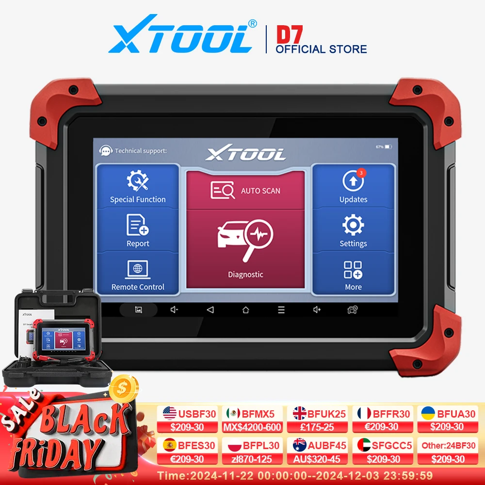 XTOOL D7 All System Car Diagnostic Tools Bidirectional Scanner ECU Coding Automotive Scanner 38+ Services Add CANFD Functions