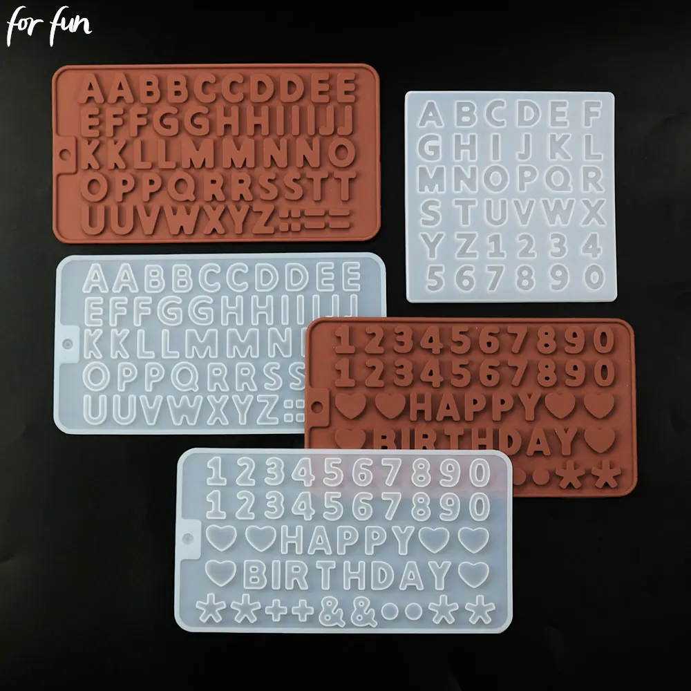 

For fun DIY Silicone Chocolate Mold 26 Letter Number Chocolate Baking Tools Silicone Cake Mold Jelly Candy Mold 3D Mold