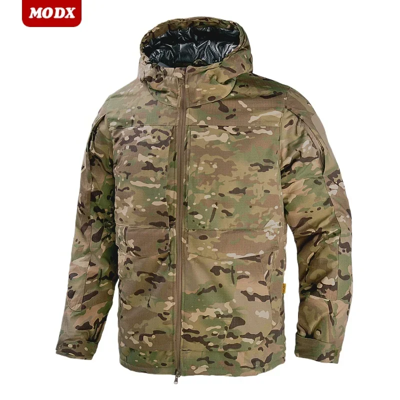 Men Winter Outdoor Warm Tactics Jackets Heat Reflect Camouflage Wear-resistant Parka Windproof Thermal Hiking Hunting Uniform