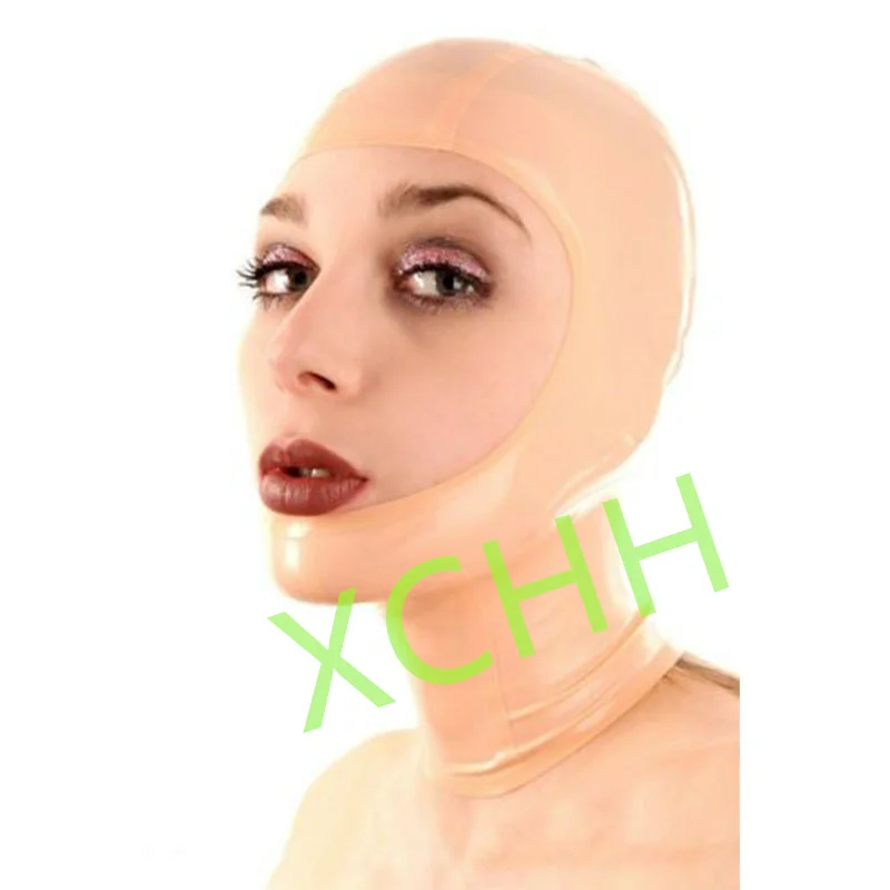 

Handmade Latex Hood Rubber Mask Transparent Open Face Back Zip Sexy Fetish Headgear Customize Halloween Cosplay Costumes