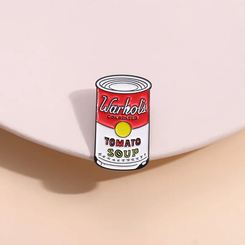 Warhol الطماطم حساء المينا دبوس البوب الفن الإبداعية يمكن بروش التلبيب على ظهره شارة مضحك مجوهرات اكسسوارات هدية للأصدقاء #2