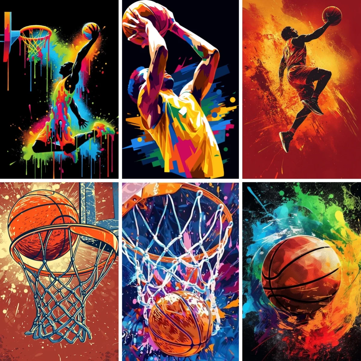 Pintura de diamantes 5D DIY Por Kits de números, llama de baloncesto, bordado de Arte de diamantes, pegatina de pared artesanal, decoración de habitación de niño adolescente