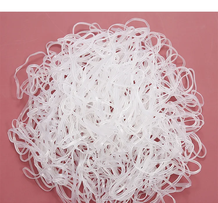 Hohe Elastizität, transparentes Silikon-Gummiband, transparente Mini-Haargummis für DIY-Aufbewahrung, Kinderfrisur, Pferdeschwanz, Dreadlock – Detail 9