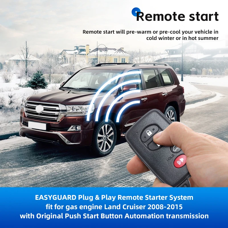 EASYGUARD Remote Starter Kit for Land Cruiser 2008-2015 with oem push button ONLY Plug and Play 3X Lock to Remote Start/stop