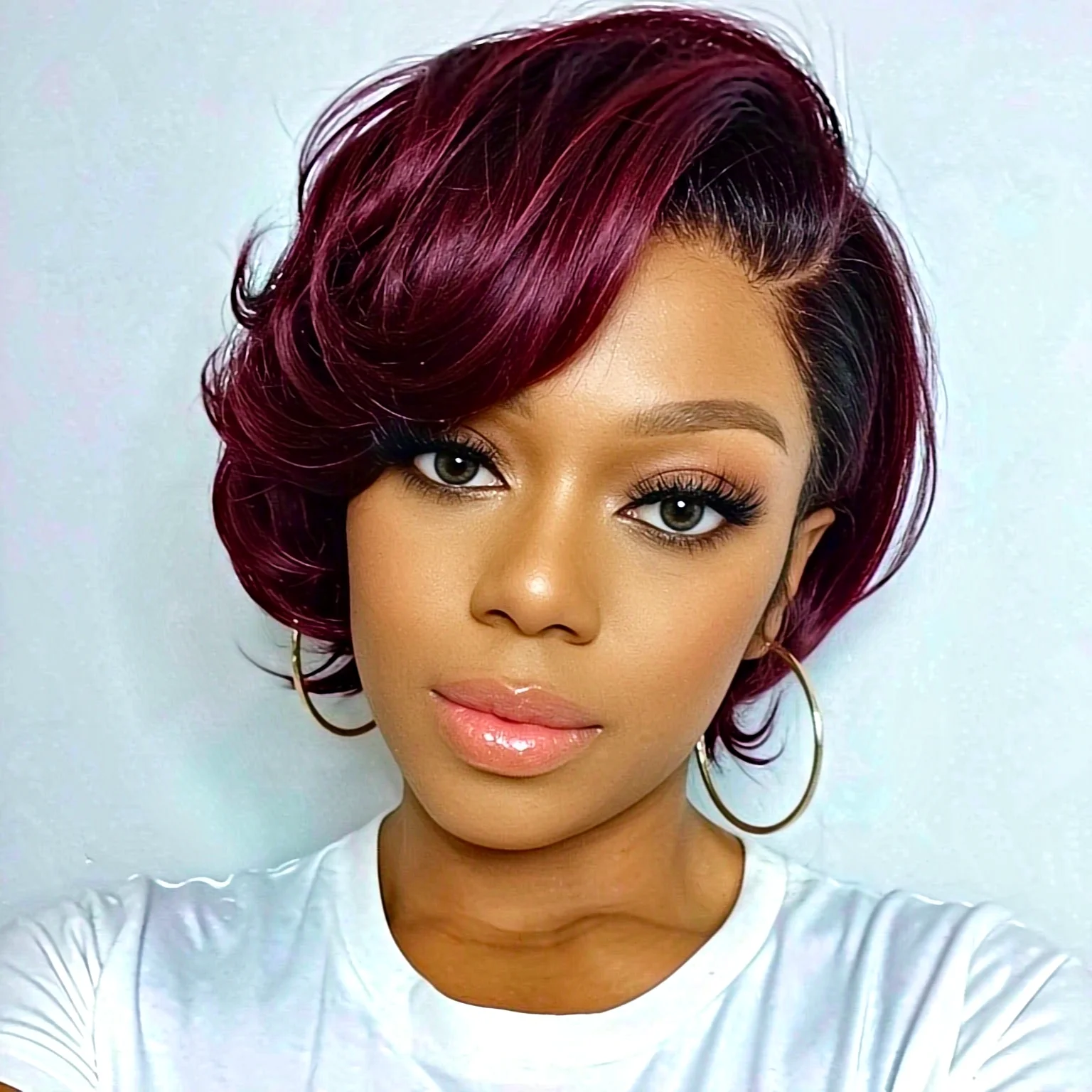 99J Straight Short Bob Wig 13x4 HD Lace Frontal Human Hair Side Part Natural Hairline Soft Texture for Black Women Daily Style
