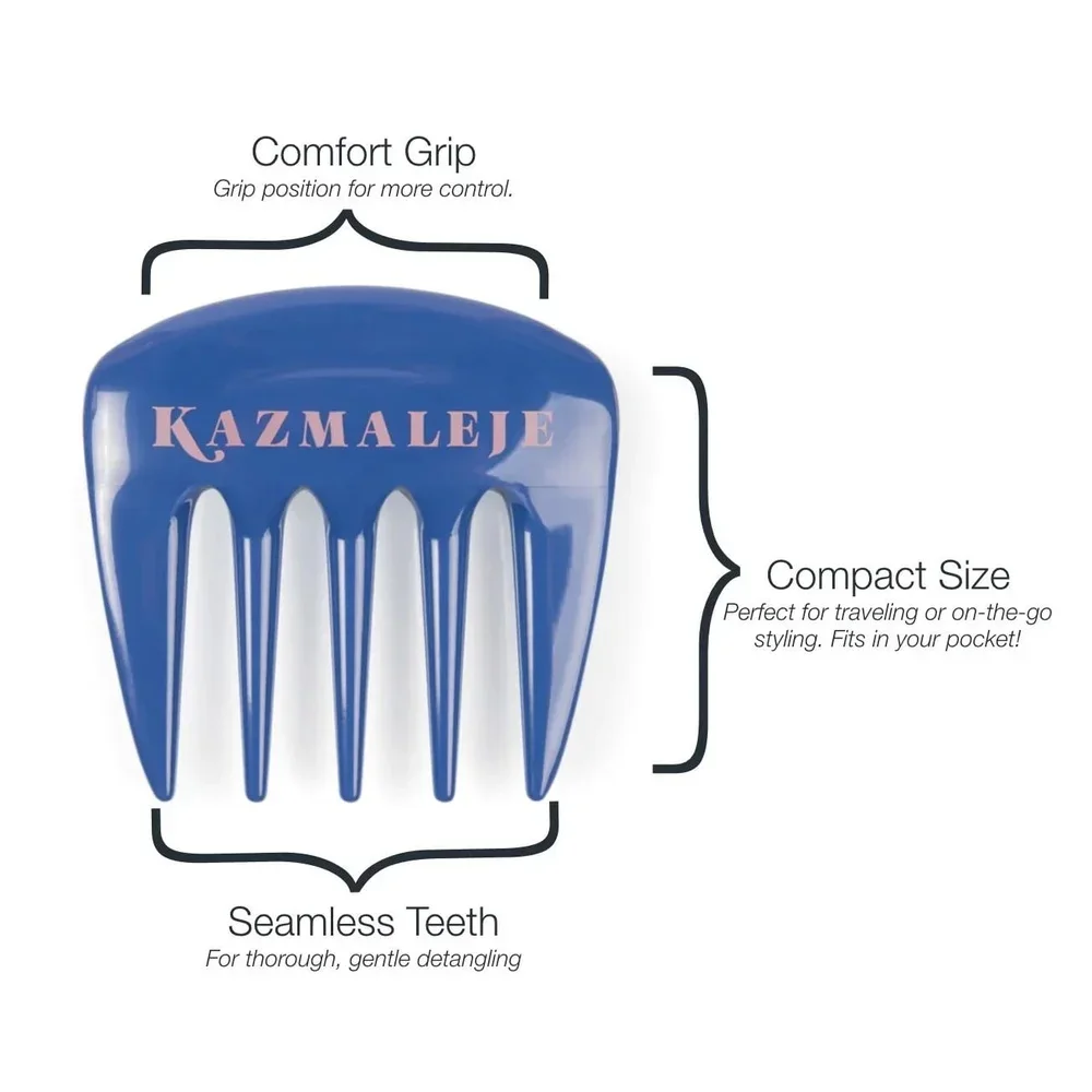 Kurls Plus Pettine per capelli a denti larghi Districante Dimensioni da viaggio Strumento per capelli multiuso Delicato sul cuoio capelluto Plastica leggera unisex
