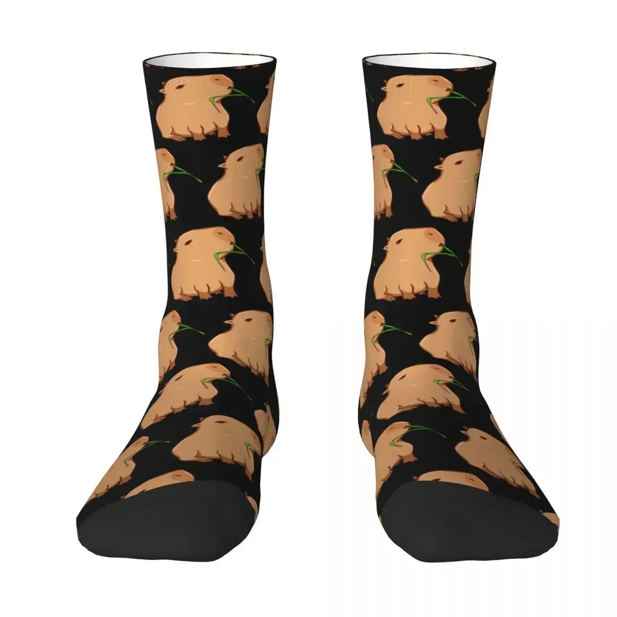 Capybara With A Leaf, Eat Your Greens Socks Harajuku Sweat Absorbing Stockings All Season Long Socks Accessories for Man's Woman