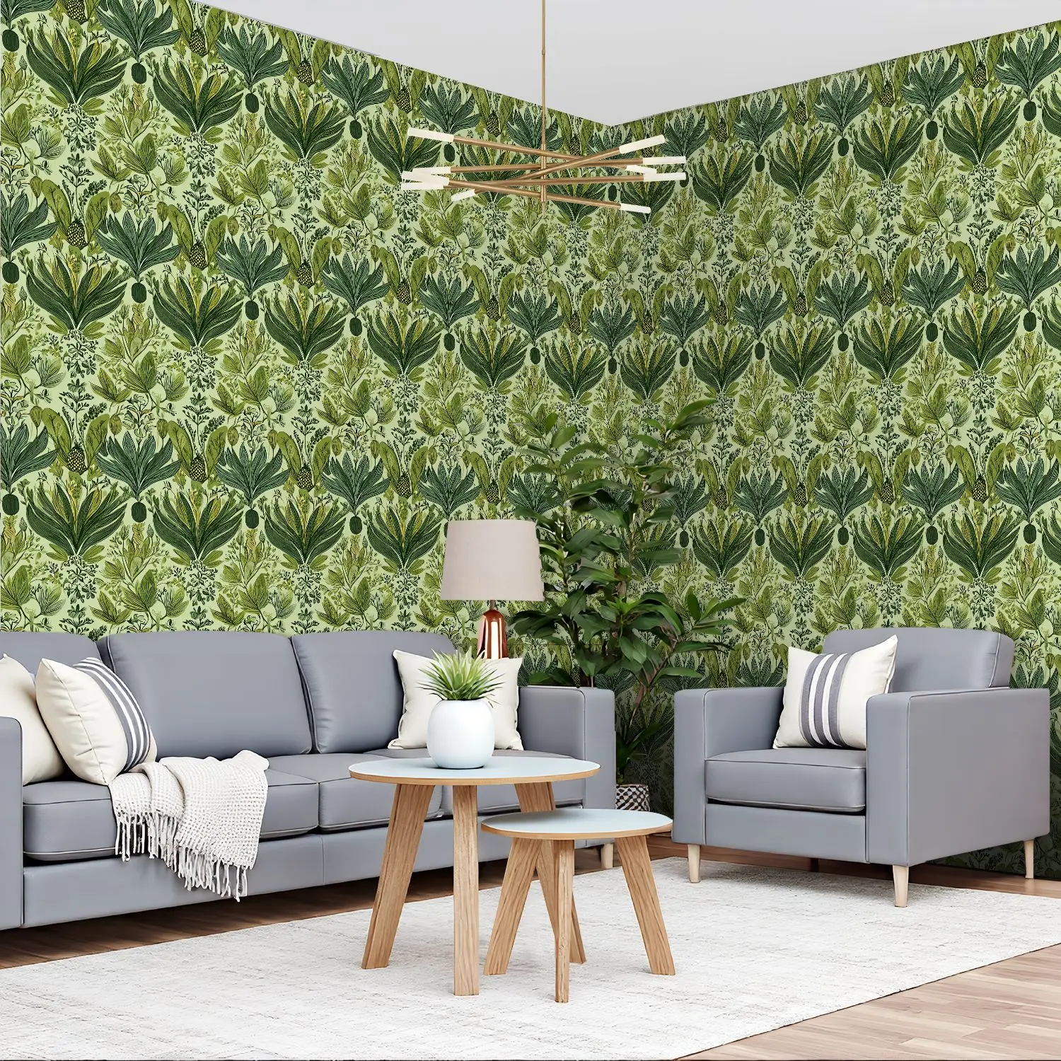 

Обои с ботаническим ананасом и цветочным мотивом 22,83 "X 118" водонепроницаемые обои для гостиной/спальни/ванной комнаты ПВХ стикер на стену