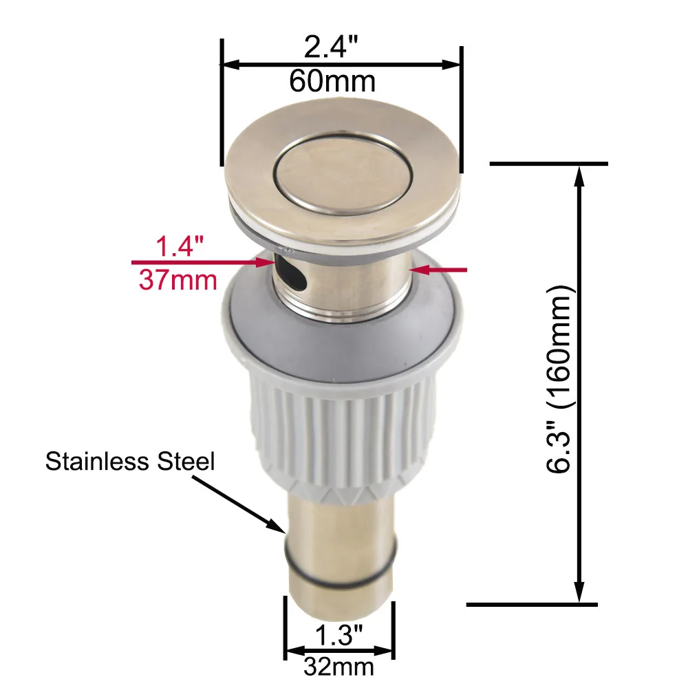 Stainless Steel Universal Washbasin Drain Pipe  Bathroom Basin Lavatory Sink Flip Top Drain With Overflow Nsd101