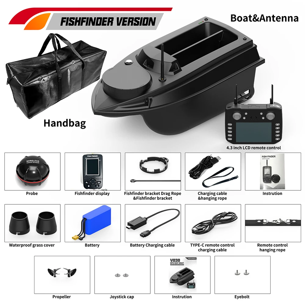 800m GPS Fishing Bait Boat 9 Fishing Grounds 180 Points Bait Boat 6.6lbs Loading Support Automatic Cruise/Positioning Points