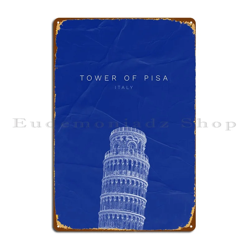 Tower Of Pisa Metal Plaque Poster Customized Retro Living Room Garage Plaques Vintage Tin Sign Poster