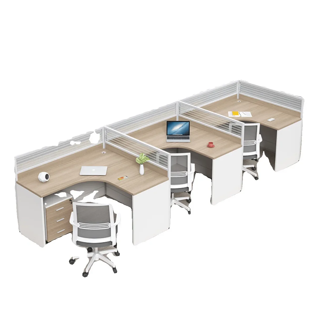 الموظفين، مكاتب وكراسي المكاتب، مكتب كمبيوتر لـ 6 أشخاص، مكتب كمبيوتر، شاشة تقسيم #1