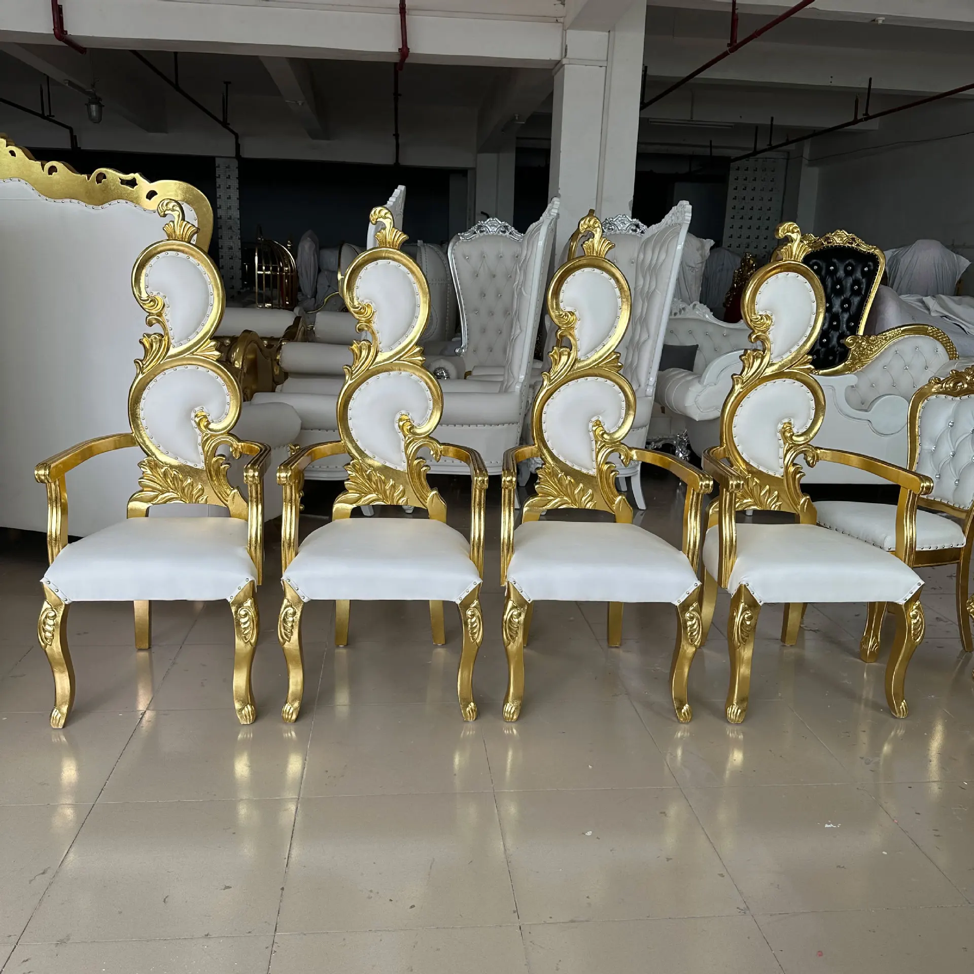 European solid wood hotel lobby high back chair, bride and groom decorative chair wedding