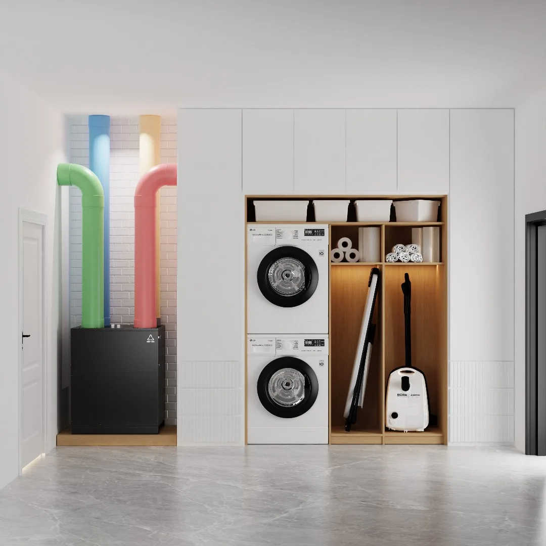 الكل في واحد مضخة الحرارة ERV التدفئة/التبريد/إزالة الترطيب واي فاي التحكم قابل للغسل سداسية الأساسية