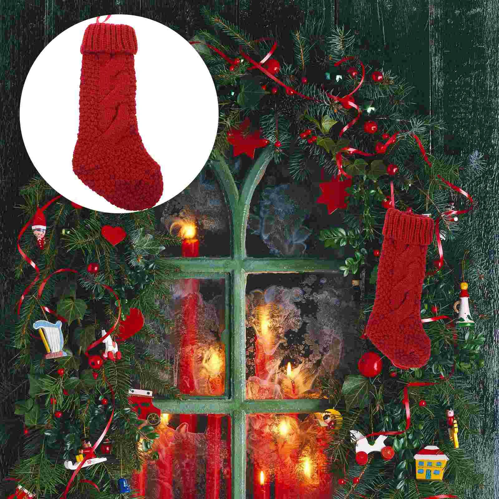 2 Pcs Christmas Socks Decoration Stocking Gift Bags Xmas Party Stockings Candy Decors Tree Hanging Treat Acrylic Decorative