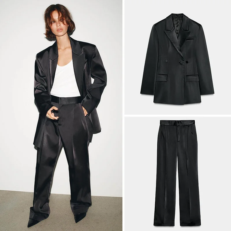 

Весенняя новинка: Женский костюм с пиджаком и брюками с высокой талией, в деловом стиле, с длинными рукавами, средней длины, для женщин.