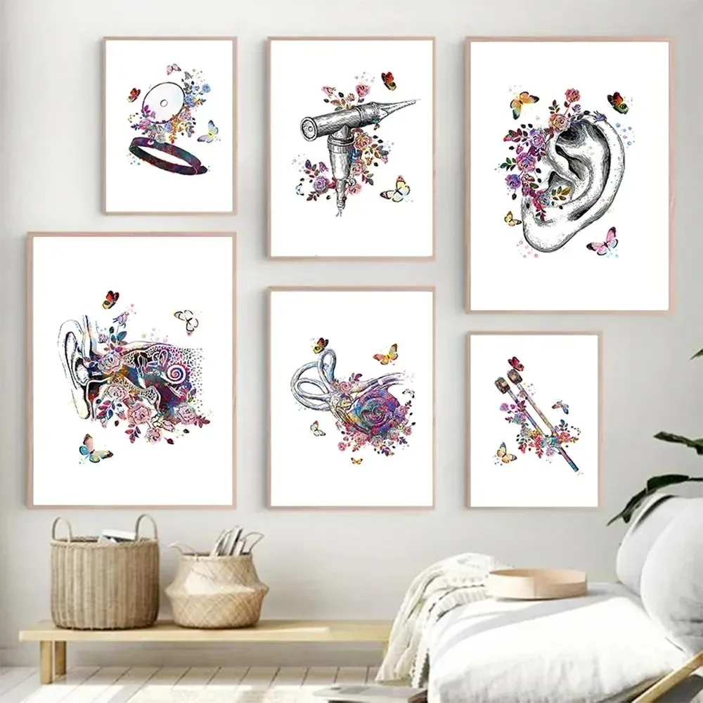 Pósteres de pintura en lienzo con estampado minimalista para pared, audiología, cochlea, oreja interior anatómica, carteles para decoración moderna del hogar y la sala de estar