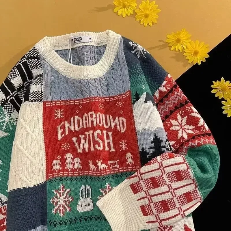 

Sweater Women Knit Print Christmas Jumper Pullovers Long Sleeve Elegant Lady Thick Sweaters Regular Autumn Winter 2025