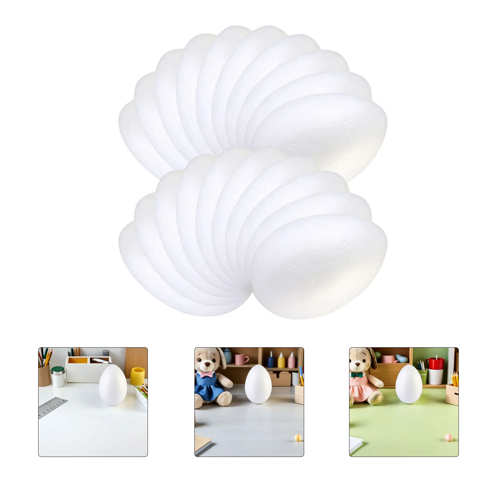 

20pcs 10cm Blank Foam Eggs White DIY Craft Kits for Easter Decoration Festival Party Home Ornaments Creative Gift Set