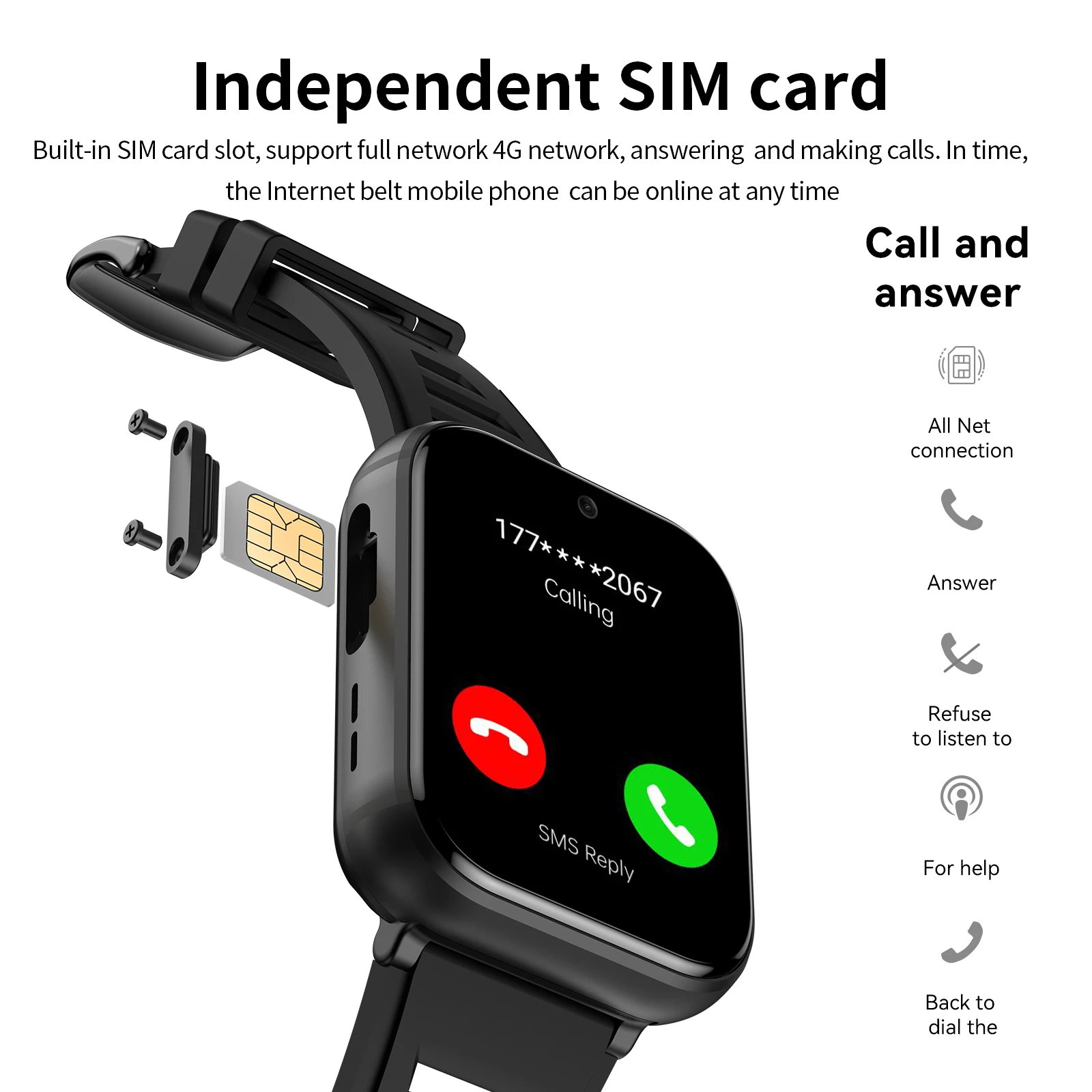 4G Smart Watch with GPS, 4GB RAM, 64GB Storage, HD Camera