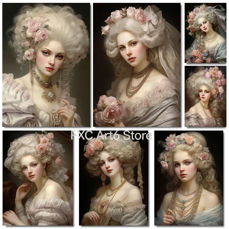 1PC frameless Vintage Classic Royals and Aristocrats  Noblewoman Character Portrait Poster Canvas Painting Wall Art Pictures Hom