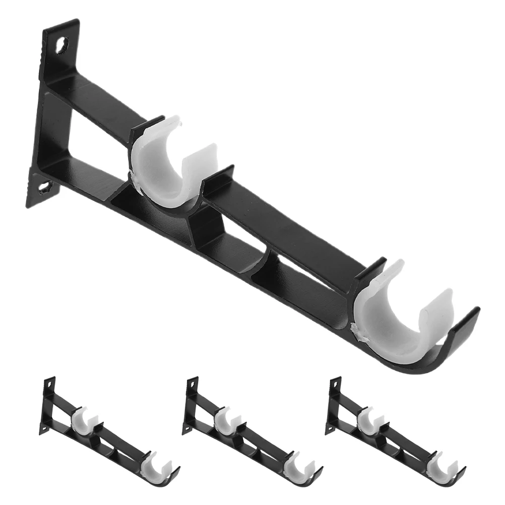 

4 Pcs Curtain Double Rod Bracket Accessories Pole Brackets Hooks for Ceiling Mount Clamp Hangers