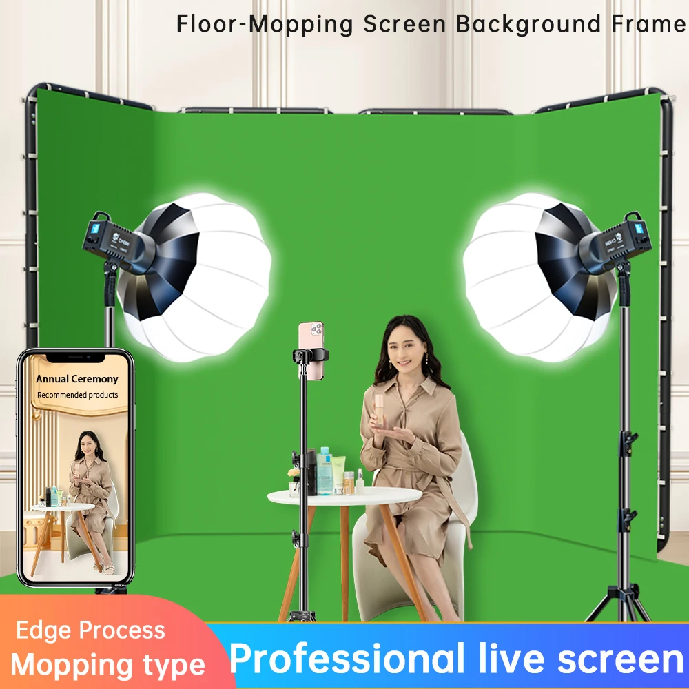 Portable Large Chromakey Green Screen Backdrop with Stand Photography Background Support System 240x400cm Shooting Video Photo