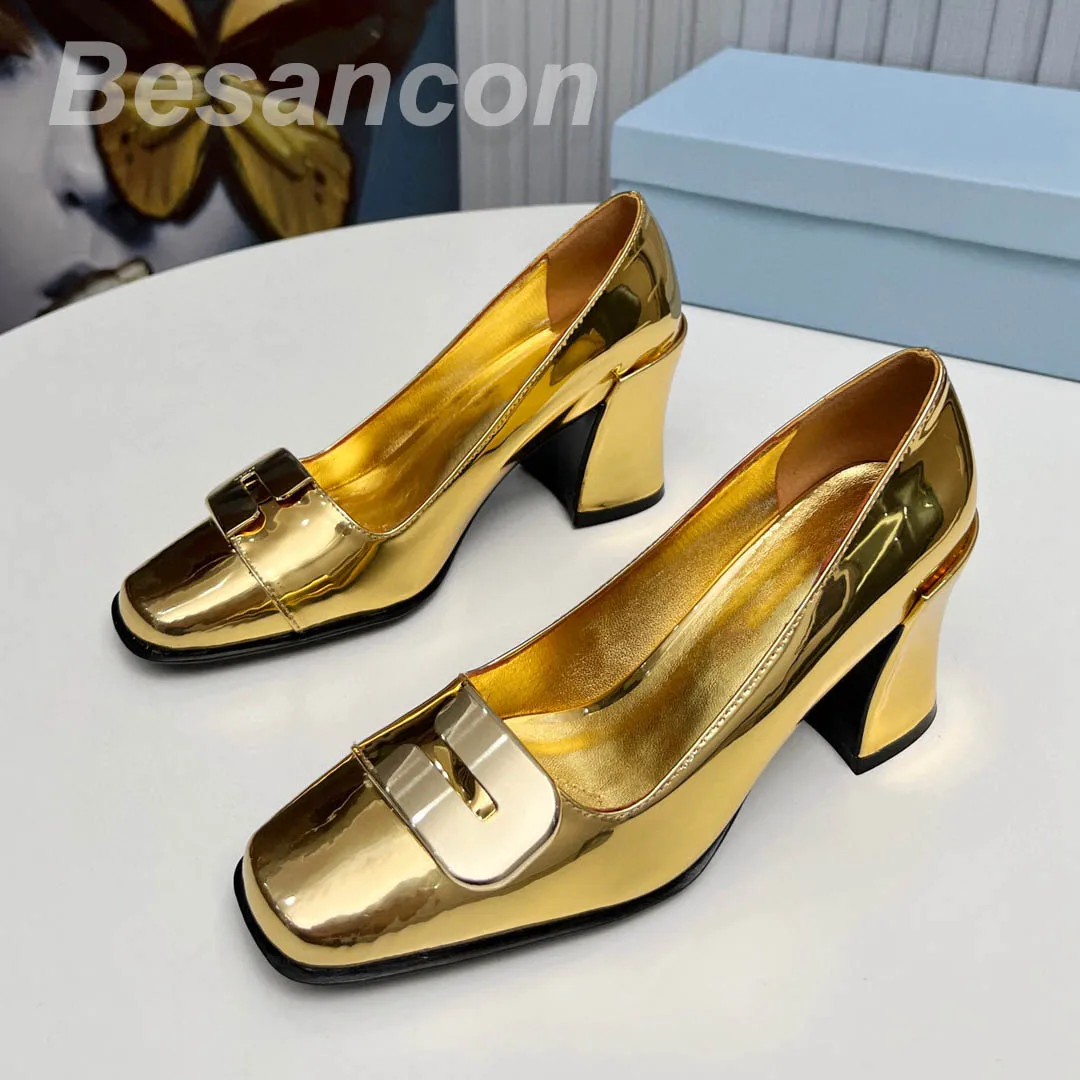 

Beasncon New for 2023 Fall Women's High Heels Dress Soft Sheepskin Office Square head Chunky heel Leather Large size 42 Stately