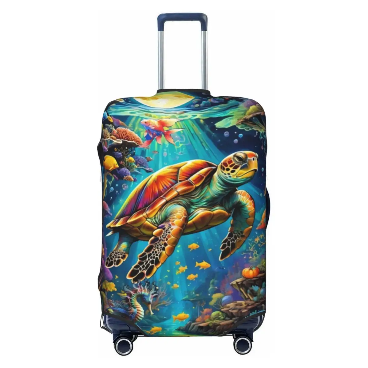 Custom Fantasy Sea Turtle Underwater Coral Luggage Cover Fashion Suitcase Protector Covers Suit For 18-32 inch
