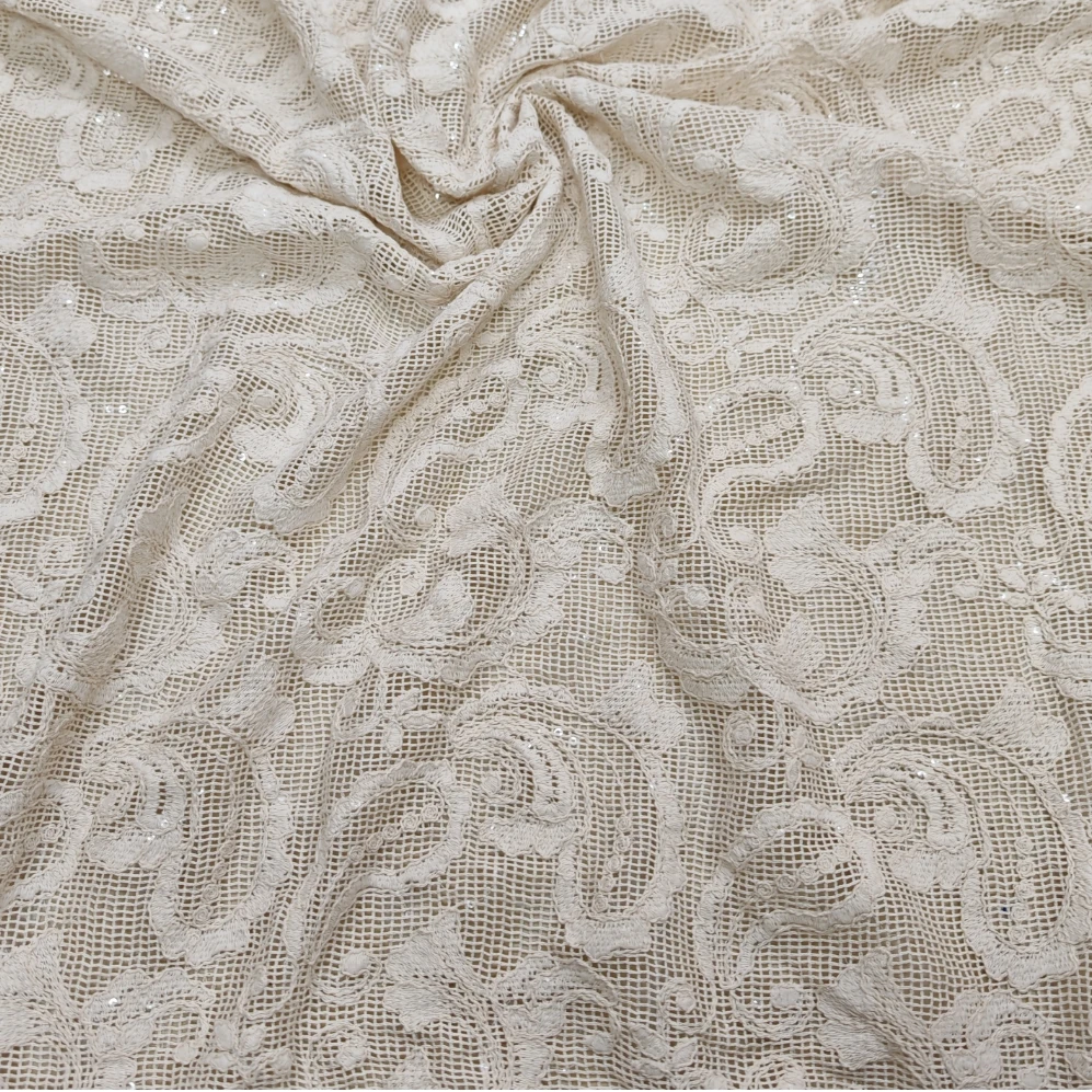 New Design Cotton Cord Yarns Crochet Lace Fabric Embroidery Cashew Flower France Lace for DIY Wedding Party Dress Shirts Textile view 2