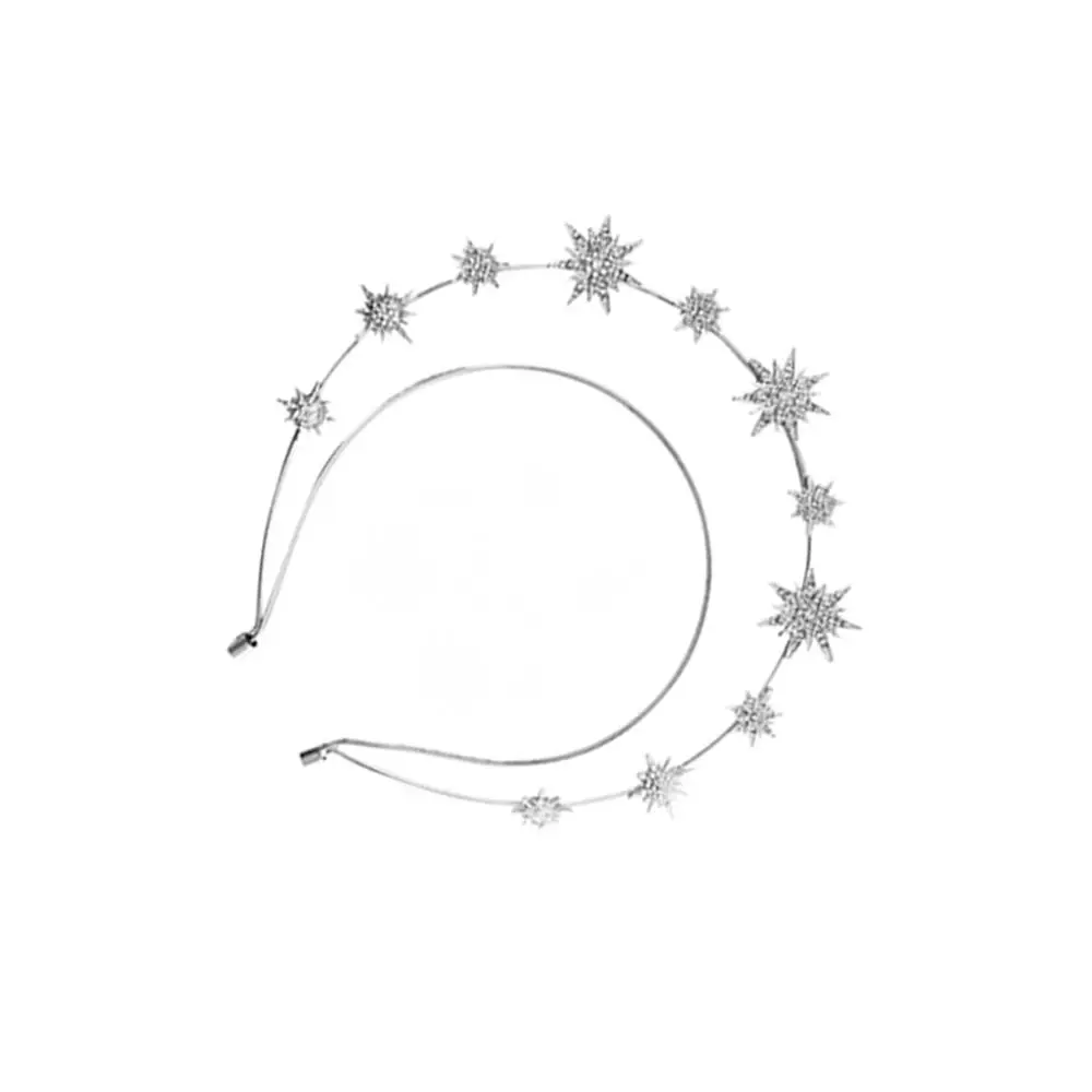 Double Layer Rhinestone Star Headband Crystal Baroque Star Zircon Hair Hoop Hair Accessories Korean Style Ins Tiara Headdress