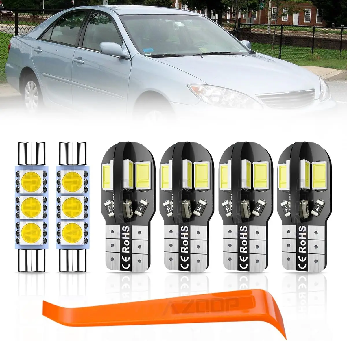 

12PCS Interior LED Light Bulbs Kit For Toyota Camry 2002 2003 2004 2005 2006, 300% Brightness, 6000K Cool White, Map Dome Visor