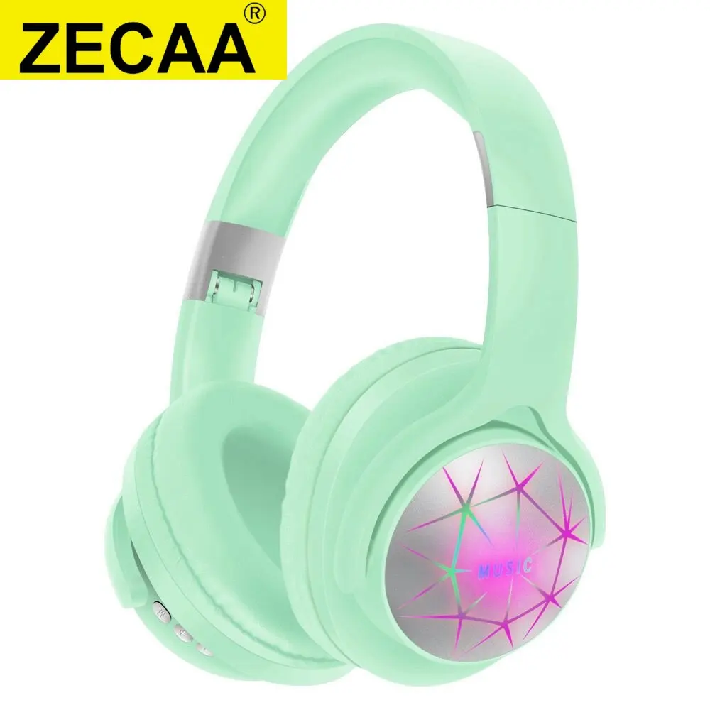 

ZECAA Bluetooth Wireless ANC Bass Headphone 5.4 Head On Earphones Noise Cancelling Video Game Headphone With Color RGB Light