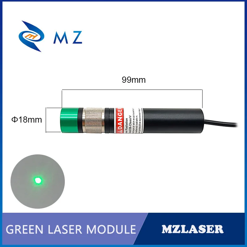Modulo Laser a punto verde con messa a fuoco regolabile di alta qualità D18mm 515nm 50mw lunga durata con staffa + alimentazione adattatore