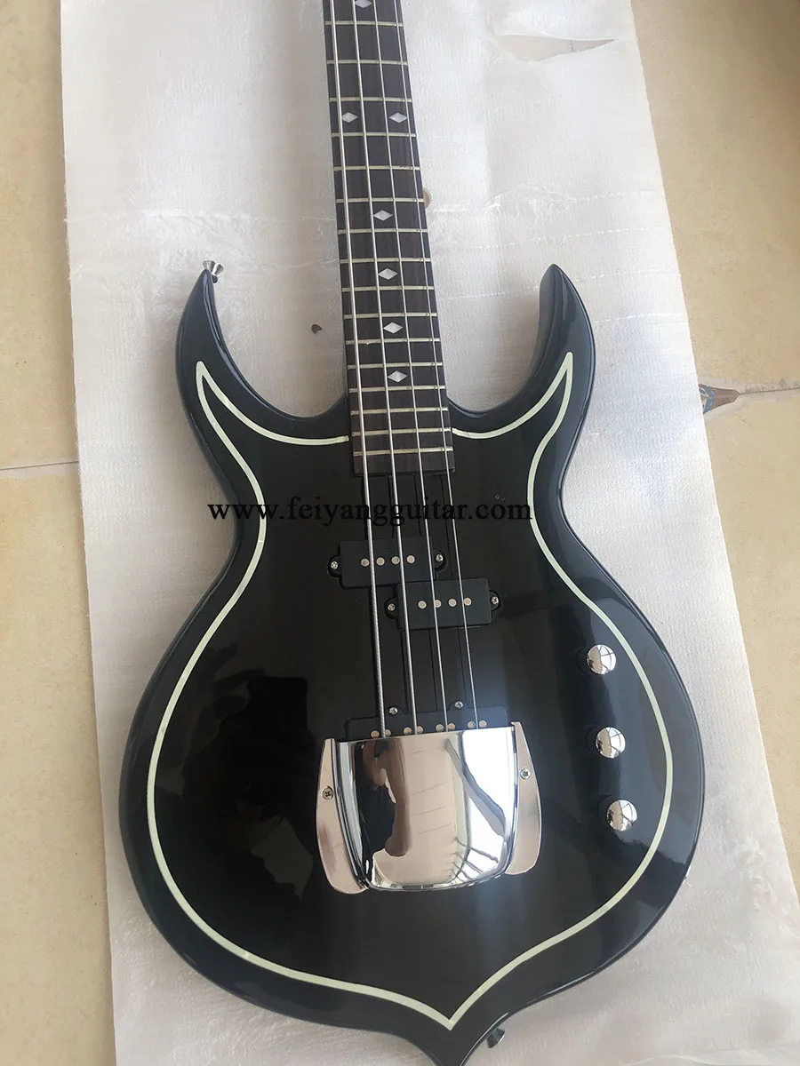 Electric Bass Guitar,Rosewood Fingerboard, Chrome Hardware, Shaped Axe, 4 String Bass,High Quality Custom,Free Shipping