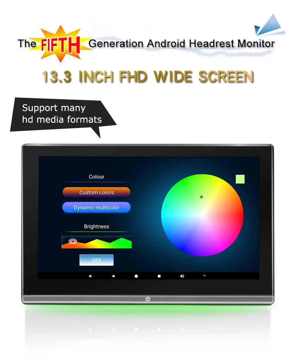 13.3 Inch 4K 2.5D Screen Smart TV Rear Seat Entertainment Player Car Android Headrest Monitor universal Automotive Multimedia