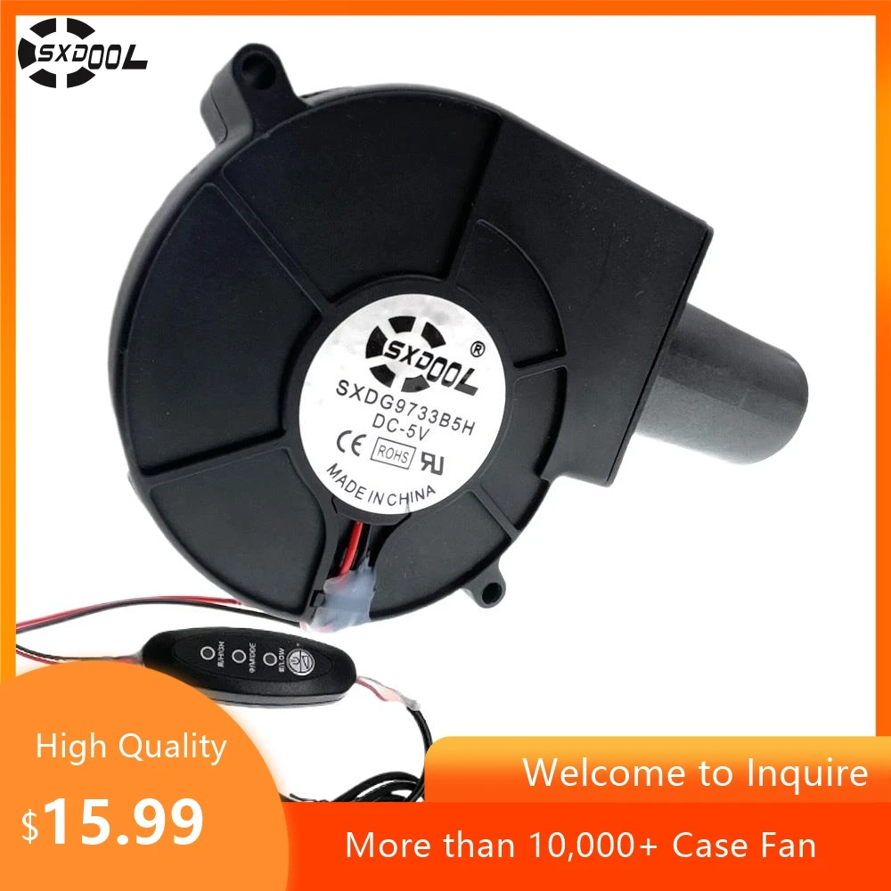 New DC 5V USB Speed-Regulating Blower, Portable BBQ Wood Stove Fan, Outdoor Mobile Turbine Air Collector with Small Duct