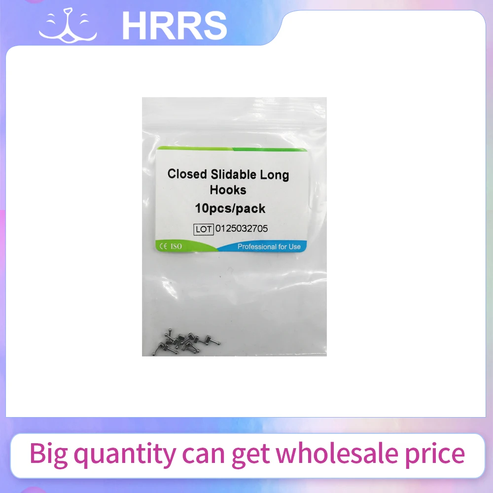 10pcs/pack Dental Sliding Hook Crimpable Hooks Closed Long Ball