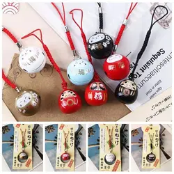 Japanese Lucky Cat Bag Pendants Japan Daruma Keyring Bells Pendant Lucky Cat Keychain Good Fortune Wealth Charm Jewelry Gift