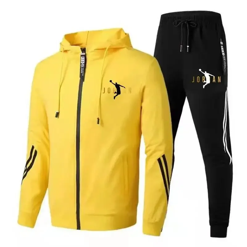 

New Mens Hoodies and Pants Set Brand Male Fitness Clothing Men Sport Zipper Tracksuits Triple Slant Hoodie Luxury Printed