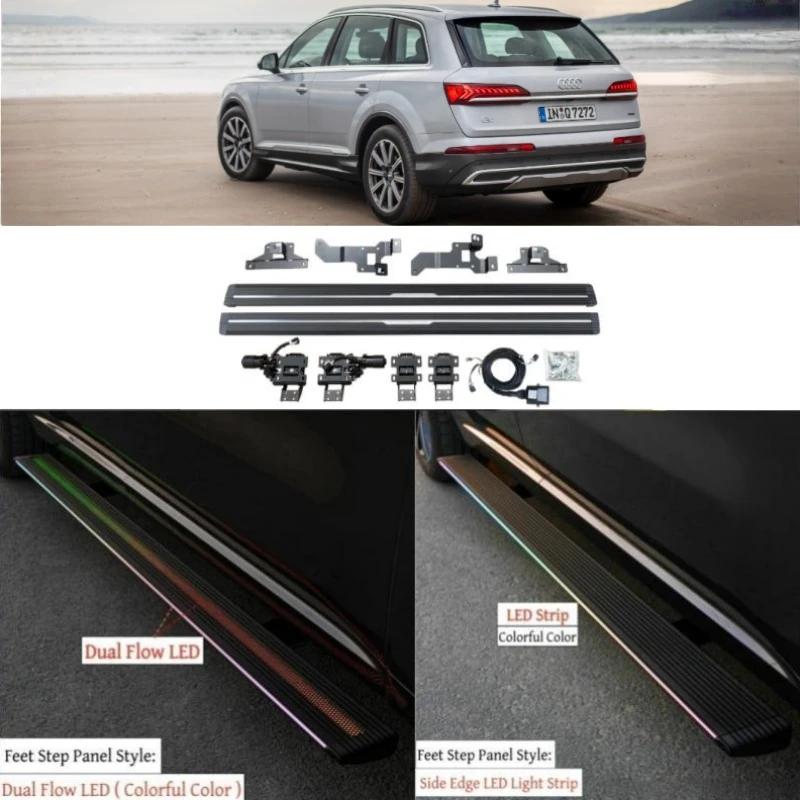 Automatic Side Step For AUDI Q7 SQ7 RSQ7 2020-2026 Electric LED Running Board Retractable Foot Pedal Telescoping Nerf Bar