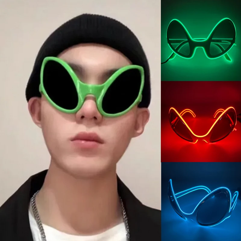 

Creative LED Alien Glasses Halloween Concert Beer Party NightClub Rave Accessories Light Up Cosplay Alien Cool Glasses