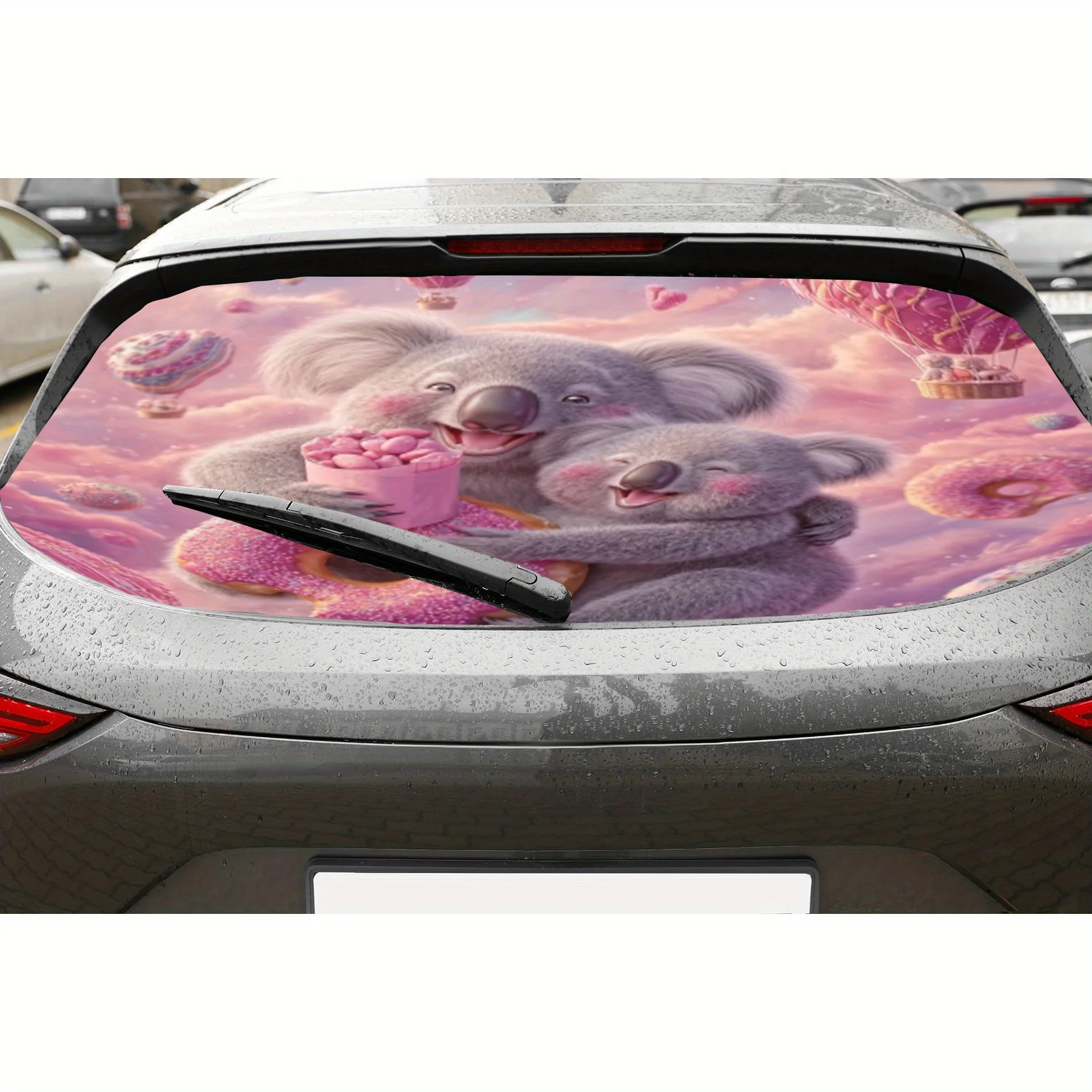 

Pink koala PVC material self-adhesive waterproof car rear window sticker, easy to paste without falling off, waterproof and ligh