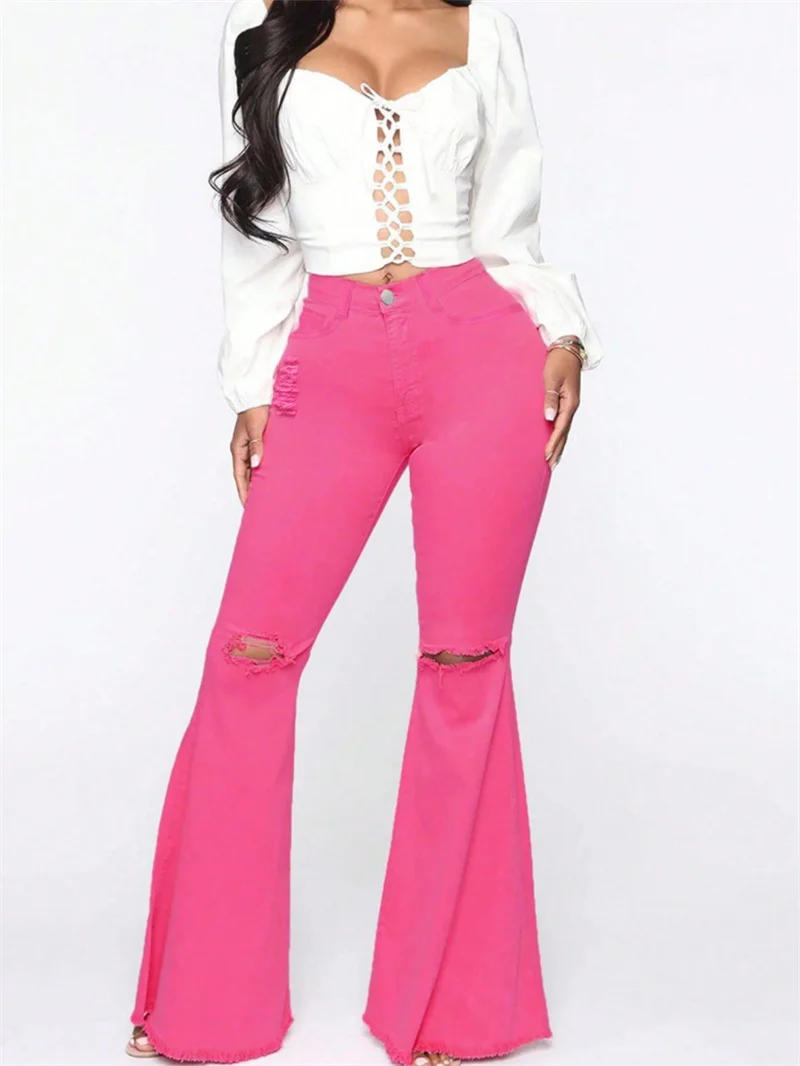 

Stylish And Simple Women Slim Pants Casual Hip Lift Flare Skinny Jeans