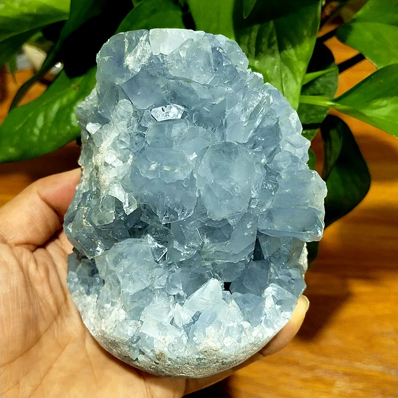 Natural Stone Celestine Geode Crystal Mineral Samples Home Decor Cavity Witchcraft Energy Feng Shui Crystal Ornaments