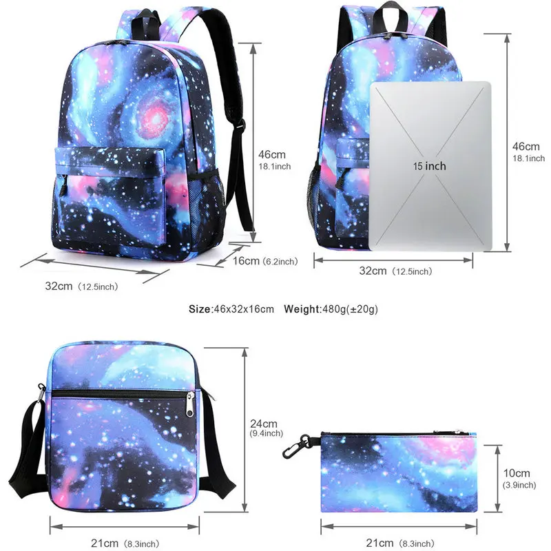 New Messi Backpacks 3pcs Football Stars Printe Lightweight Simple Laptop School Bags Junior-senior high school Students Mochilas