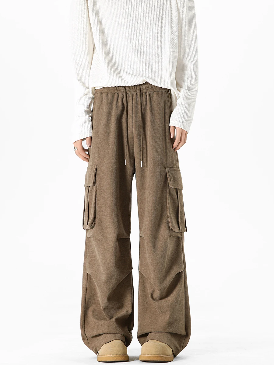 

American Sle Heavyweight Corduroy Workwear Pants Men's Spring Autumn Trendy Haome Loose Straight Long Casual Trousers