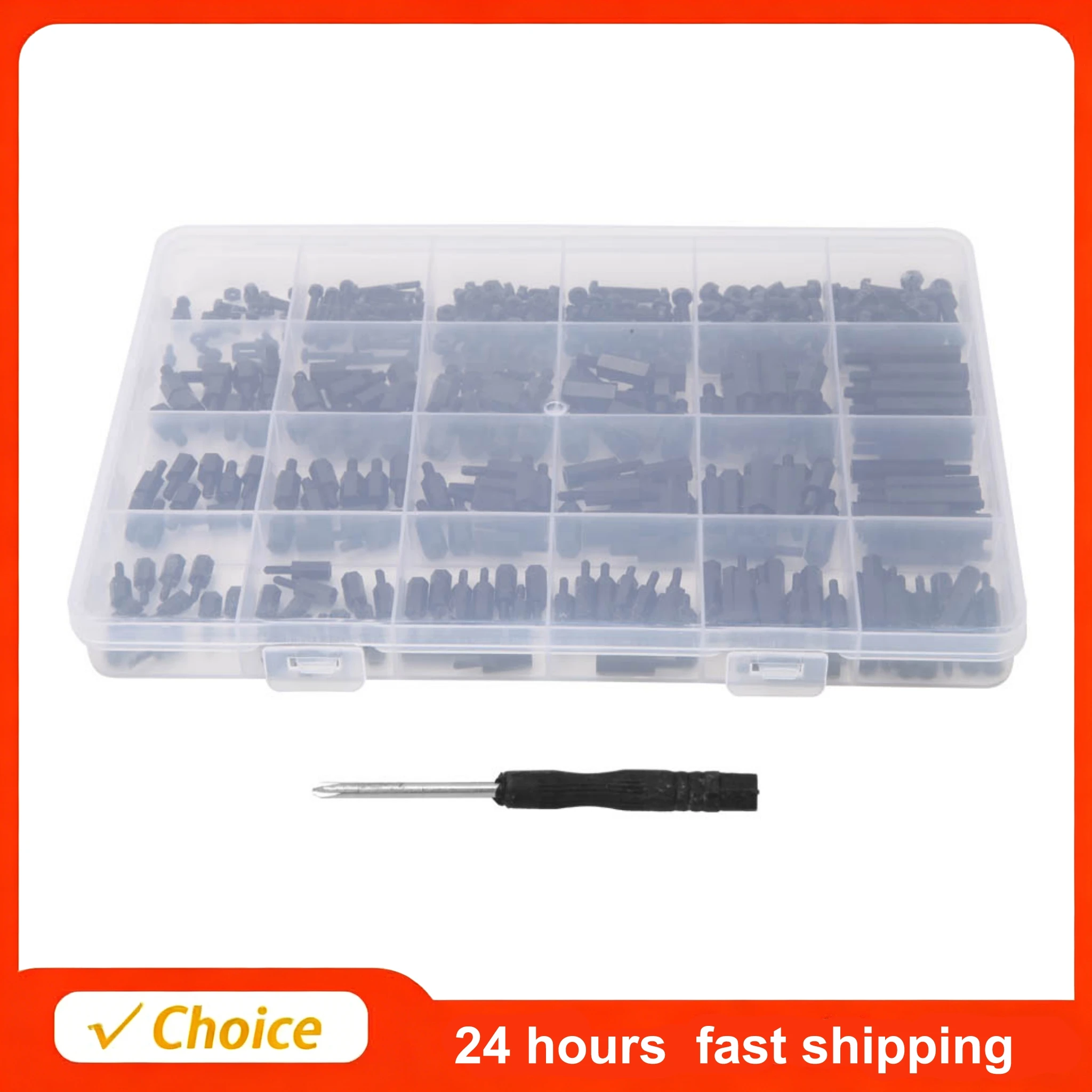 360Pcs/set M2/M2.5/M3 Hex Standoff Screw Nut Black Nylon Male Female Hex Standoff Hex Standoff Spacer Screw Nut Assortment Kit