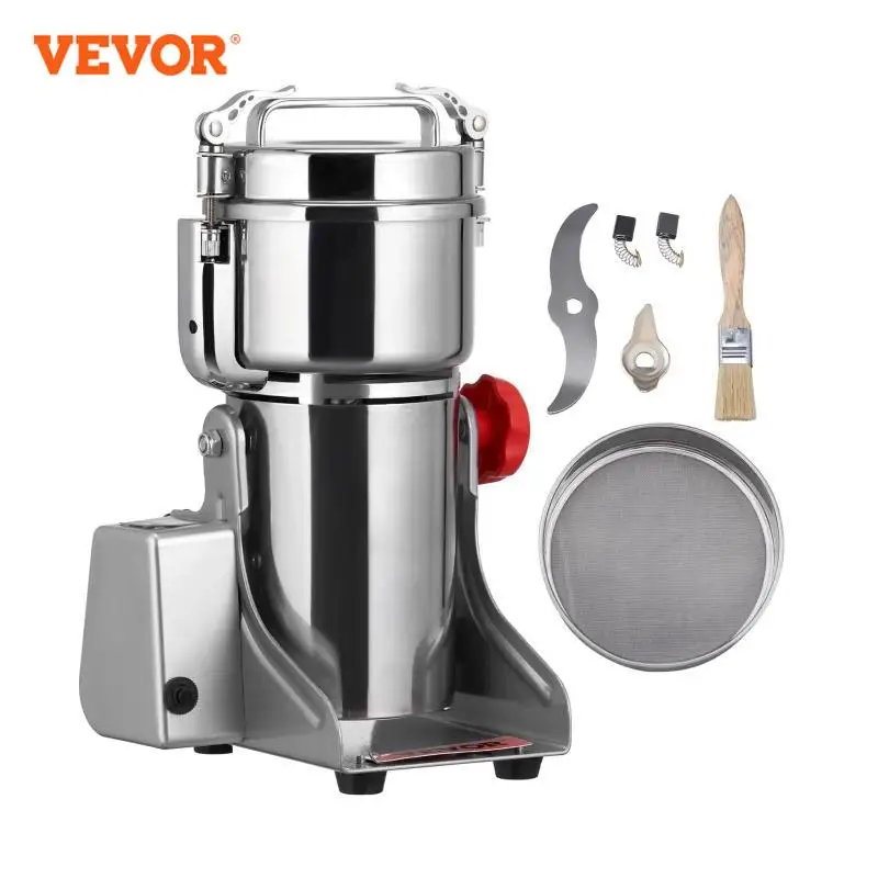 VEVOR 150-2500g Electric Grain Mill Grinder Commercial Swing Spice Grinders for Dry Herbs Grains Spices Cereals Coffee Corn